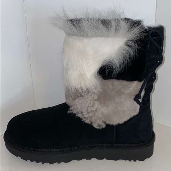 AUTH NIB UGG CLASSIC SHORT PATCHWORK FLUFF BOOT - Picture 3 of 14